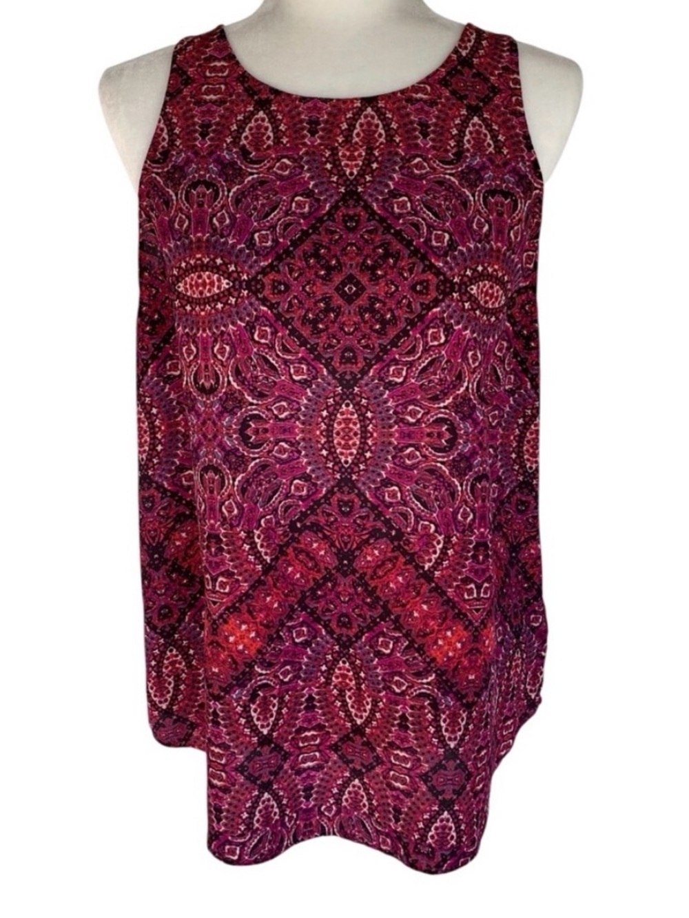 Cynthia Rowley Silk Bohemian Multi-Color Purple Red Tank Blouse ~ Women’s Medium